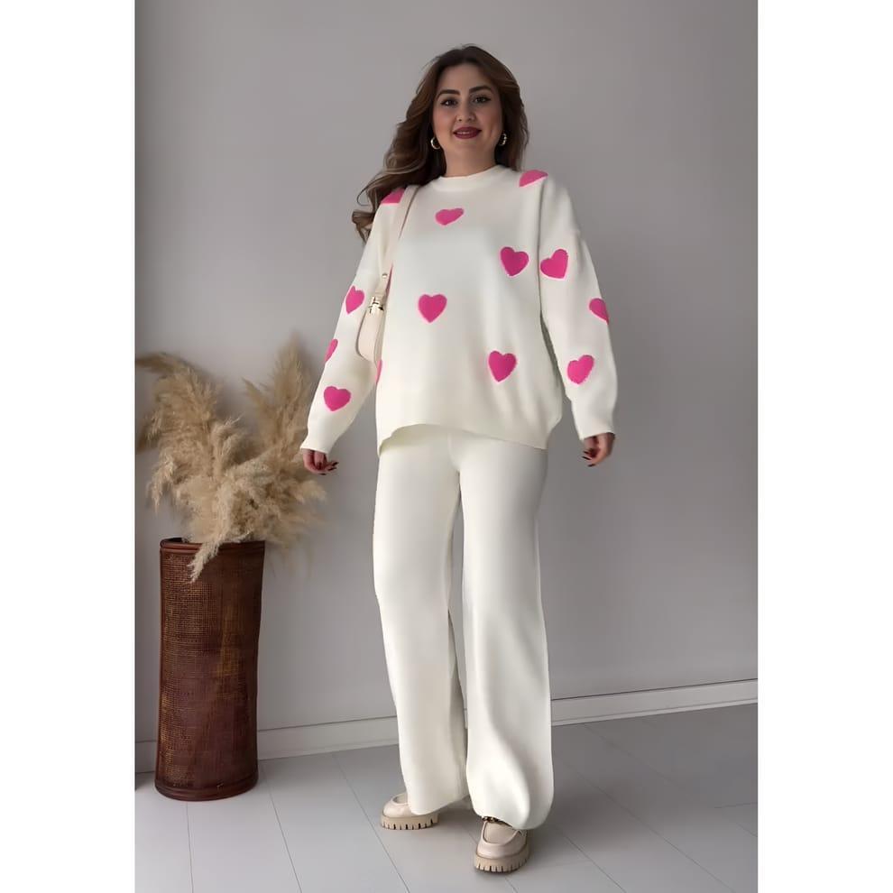 Stylish Printed Fleece Sweatshirt Tracksuit- 2 Pcs