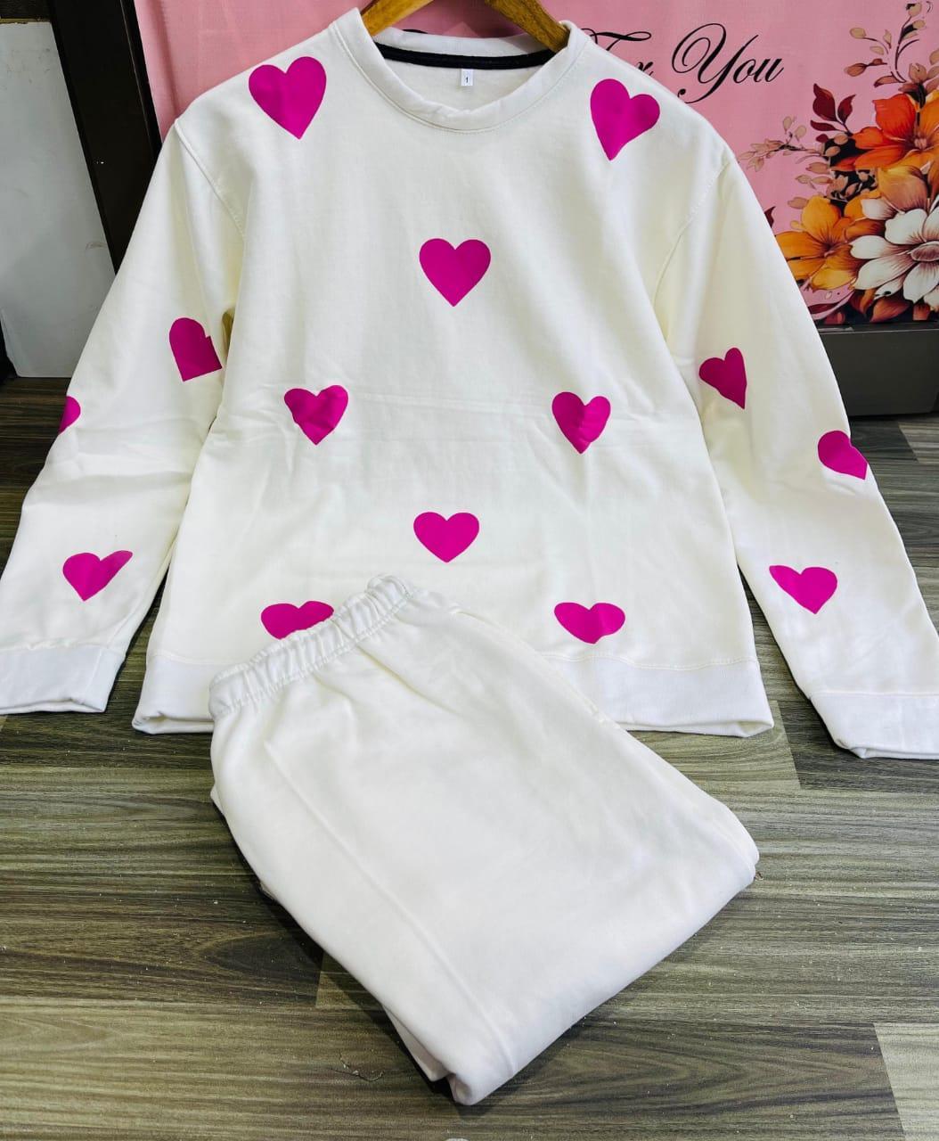 Stylish Printed Fleece Sweatshirt Tracksuit- 2 Pcs